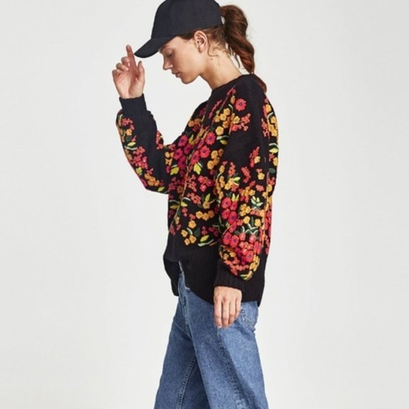 Zara Floral Embroidered Sweater - Picture 5 of 9